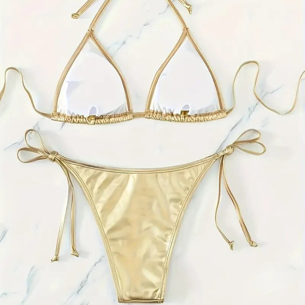 2 Piece Set Bikini (Color: Golden) - Picture 4 of 4